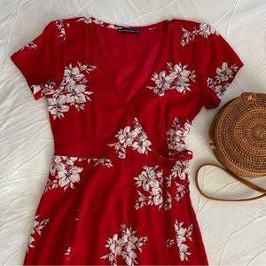 Abercrombie & Fitch Red Floral Wrap Sundress XS